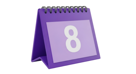 Isolated Desk Calendar with Number Eight Illustration of Date Reminder for Business Event