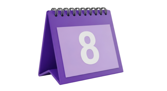 Isolated Desk Calendar with Number Eight Illustration of Date Reminder for Business Event