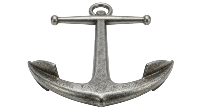 Isolated Marine antique silver anchor with ring, sea navy and sailing, design object decor