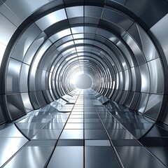 Fototapeta premium Futuristic metallic tunnel (1)