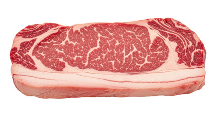 Isolated marbled ribeye steak ready to grill a gourmet beef delicacy for special occasions