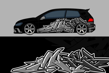 decal and wrap car designs black and grey. Abstract racing and sport background for car livery. Full vector eps 10.