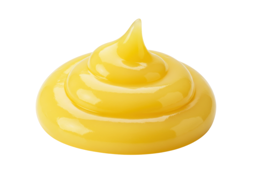 Swirl of yellow lemon curd isolated on transparent background, sweet dessert topping for baking and pastry decoration
