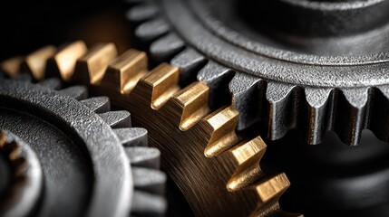 Intricate Close-up of Gears with Metallic Texture and Shine