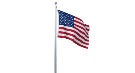 Isolated United States of America flag waving on a flagpole against the clear sky, patriotism