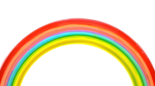 Stylized Rainbow with Watercolor Texture Isolated on White Background – Vibrant Children’s Illustration isolated on transparent background - Powered by Adobe