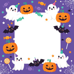 halloween card with pumpkin and bats