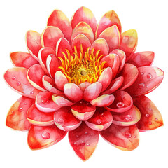 An EPS painting design, Vector illustration set, My Watercolor illustration, flat floating water lily painting isolated on a white background