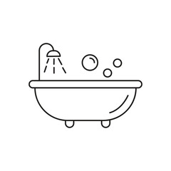 Bathtub Icon Set ? Trendy Bathroom Symbols, Modern Line and Flat Design on White Background.eps