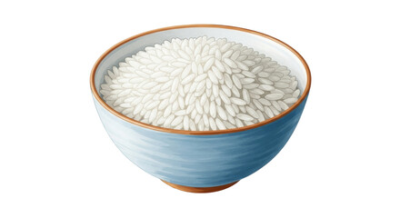 Isolated art drawing of a bowl with cooked rice, served meal preparation healthy concept