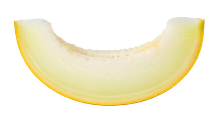 Isolated, a delicious slice of cantaloupe melon, a sweet and refreshing summer fruit snack