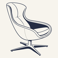 Modern designer armchair with a distinctive sculptural shape and a star base on a neutral background