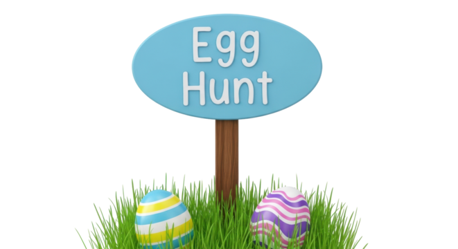 Isolated Easter holiday egg hunt decoration, colorful eggs and grass, springtime event - Powered by Adobe