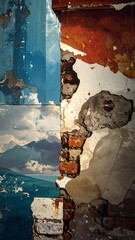 Fragmentary wall art, layered textures