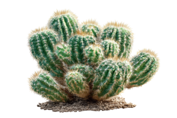 Clustered cactus arrangement on transparent background