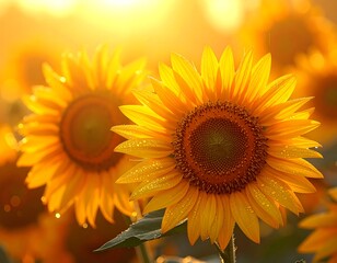 Obraz premium Golden Sunflowers in a Field.