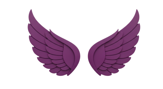 Isolated Majestic Wings Design. Beautiful stylized pair of wings for fashion or fantasy theme