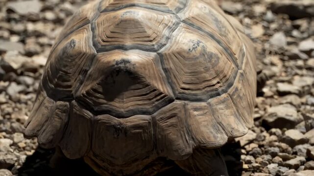 Majestic Reptile Slow Movement Showing Detailed Carapace Texture Outdoors
