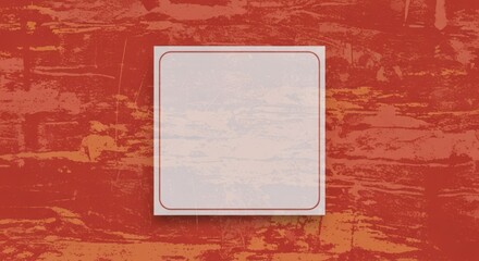 A red and orange grunge background with a white square centered on it.