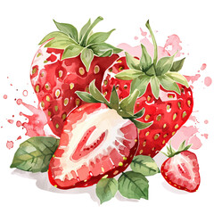  2D design Vector illustration, My Watercolor, hand-painted, simple, sliced alpine strawberry painting illustration isolated on a white background, EPS format design. vector design