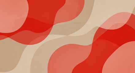Abstract red and beige wave shapes with a red and beige background.