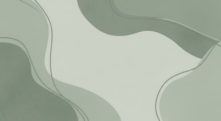 Abstract green and gray abstract shapes on a white background.