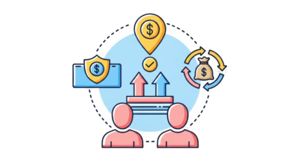 Isolated Business team growth with earnings money financial gain investments progress