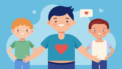 Fototapeta premium A video ad featuring young boys expressing love for their bodies promoting a healthy body image from a young age.. Vector illustration