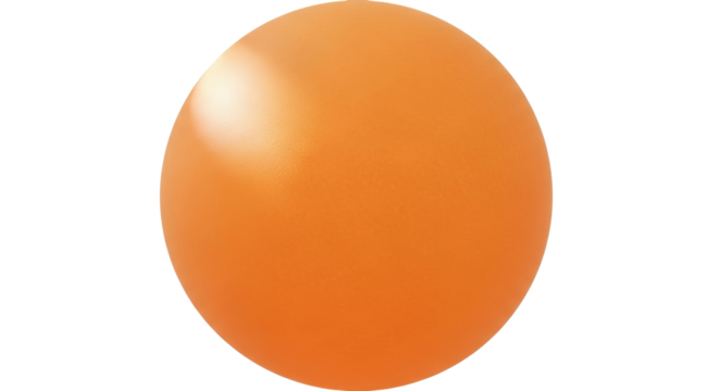 Isolated orange sphere, smooth object with light reflections and vibrant saturated color