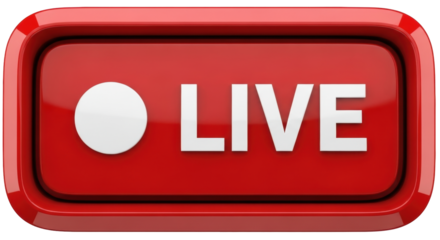 Isolated modern live stream notification button icon for content, social media and website