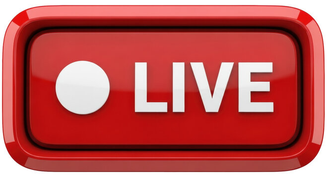 Isolated modern live stream notification button icon for content, social media and website