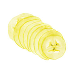  2D design Vector illustration, My Watercolor, hand-painted, simple, sliced banana pepper painting illustration isolated on a white background, EPS format design. vector illustration