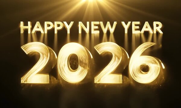 Golden 2026 Greeting with Confetti Explosion
