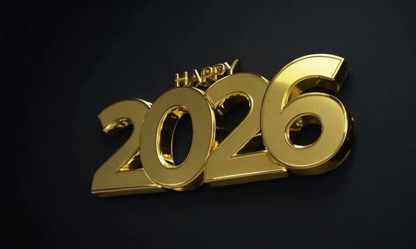 Golden 2026 Floating Numbers with Shadow Effect