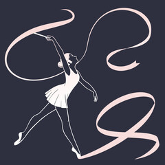 Graceful ballerina twirling with a ribbon in a mesmerizing dance performance © Abu