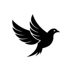 Obraz premium Silhouette of a bird with spread wings on transparent background