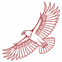 Red outline of an eagle in flight