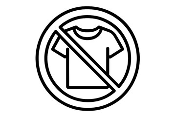 T-shirt washing prohibited outline icon. Do not wash symbol for laundry. Garment care instruction label. Forbidden clothing sign. Vector illustration for web, app, print.