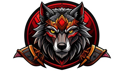 Wolf head, stylized, warrior