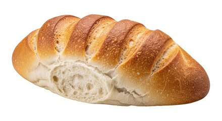 Isolated loaf of crusty bread, golden brown and freshly baked, delicious-looking