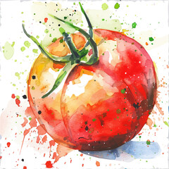 Vector illustration set, eps format, My Watercolor illustration, sliced cherry tomato painting isolated on a white background, EPS painting design