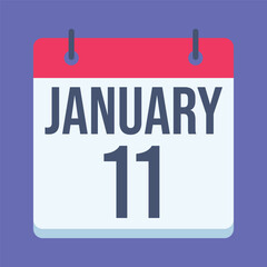 11 January Calendar. Blue Background. Isolated Vector Calendar.