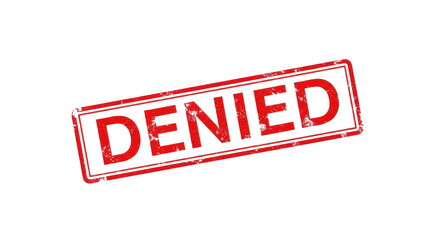Isolated stamp impression of the word DENIED indicating rejection, refusal, refusal, or negativity