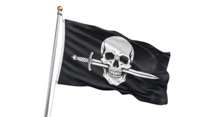 Isolated Pirate Flag with Skull and Sword Imagery, Symbolic of Rogues and Rebellion, Bold
