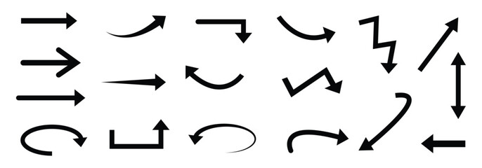 Thin Line Arrow Icon Collection in Vector Format