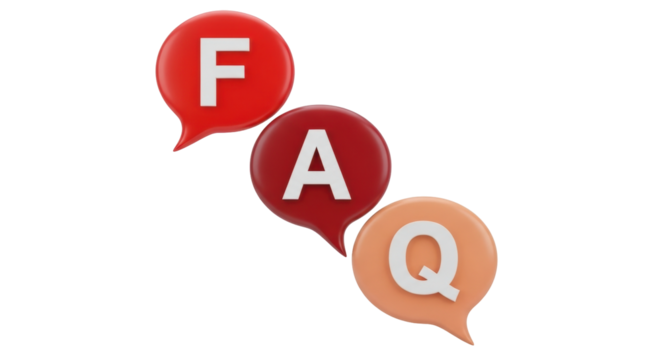 Isolated graphic of FAQ in colorful speech bubbles, frequently asked questions conceptual symbol