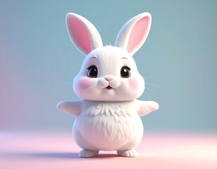 Obraz premium Cute White Rabbit Plush Toy.