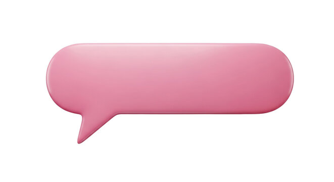 Isolated pink cartoon speech bubble, message balloon, chat bubble or comment icon, no background