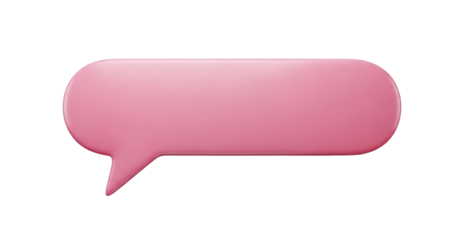 Isolated pink cartoon speech bubble, message balloon, chat bubble or comment icon, no background