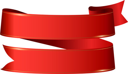 Red Ribbon Banner with Gold Trim